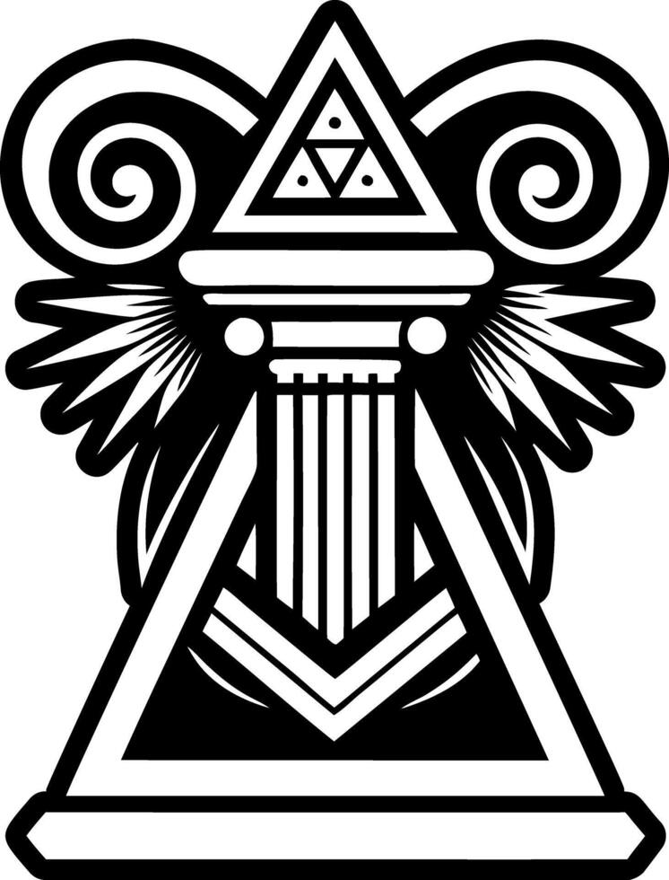 A solid style icon of engraved pillar symbol vector