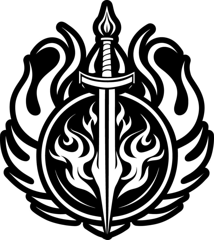 A solid style icon burning sword symbol vector