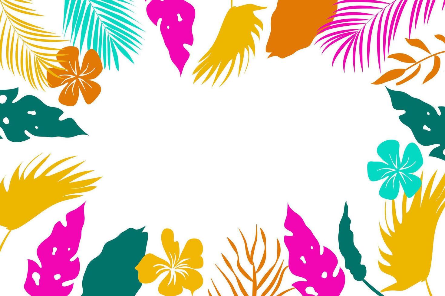 Summer background with tropical leaves. vector