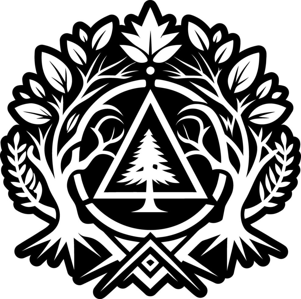 A solid style icon of sacred tree symbol vector