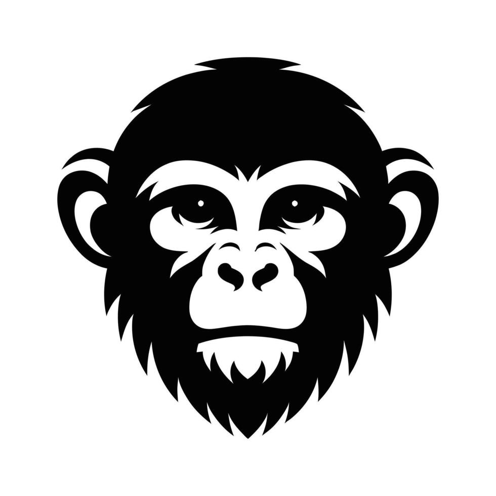 a black and white monkey head on a white background vector