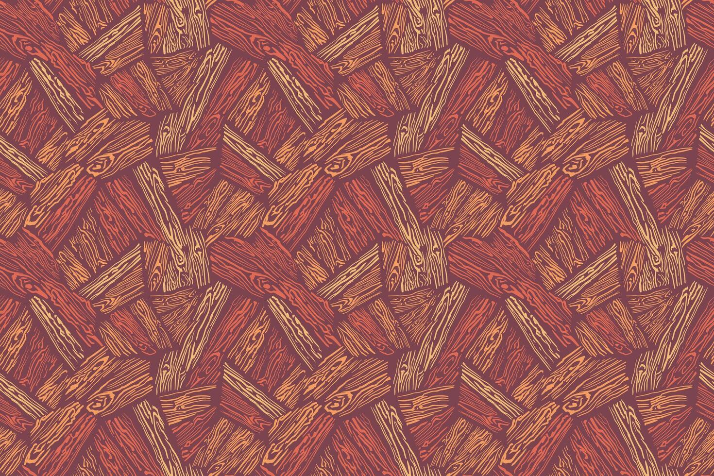 Seamless pattern with rustic wooden planks in warm brown and orange hues. Realistic wood texture with natural grain lines. Ideal for backgrounds, packaging, fabric, and rustic-themed projects vector