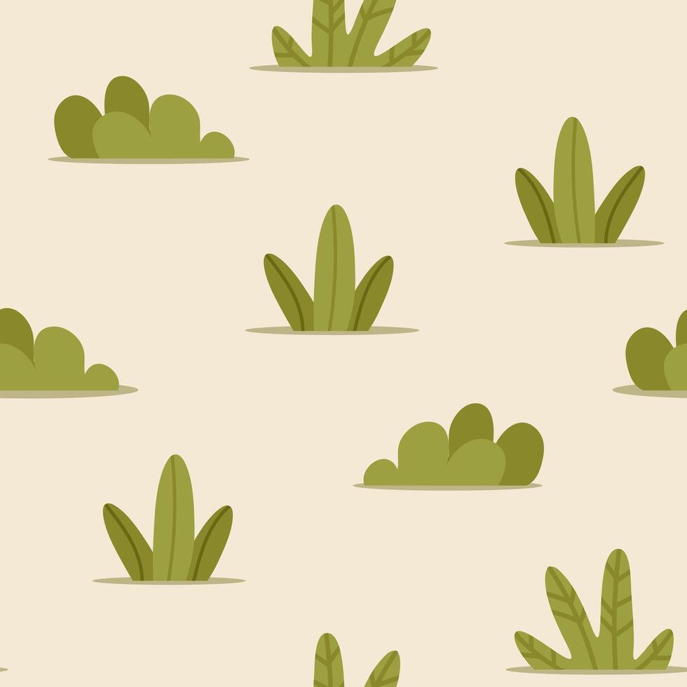 Safari Leaves and Bushes Seamless Pattern vector
