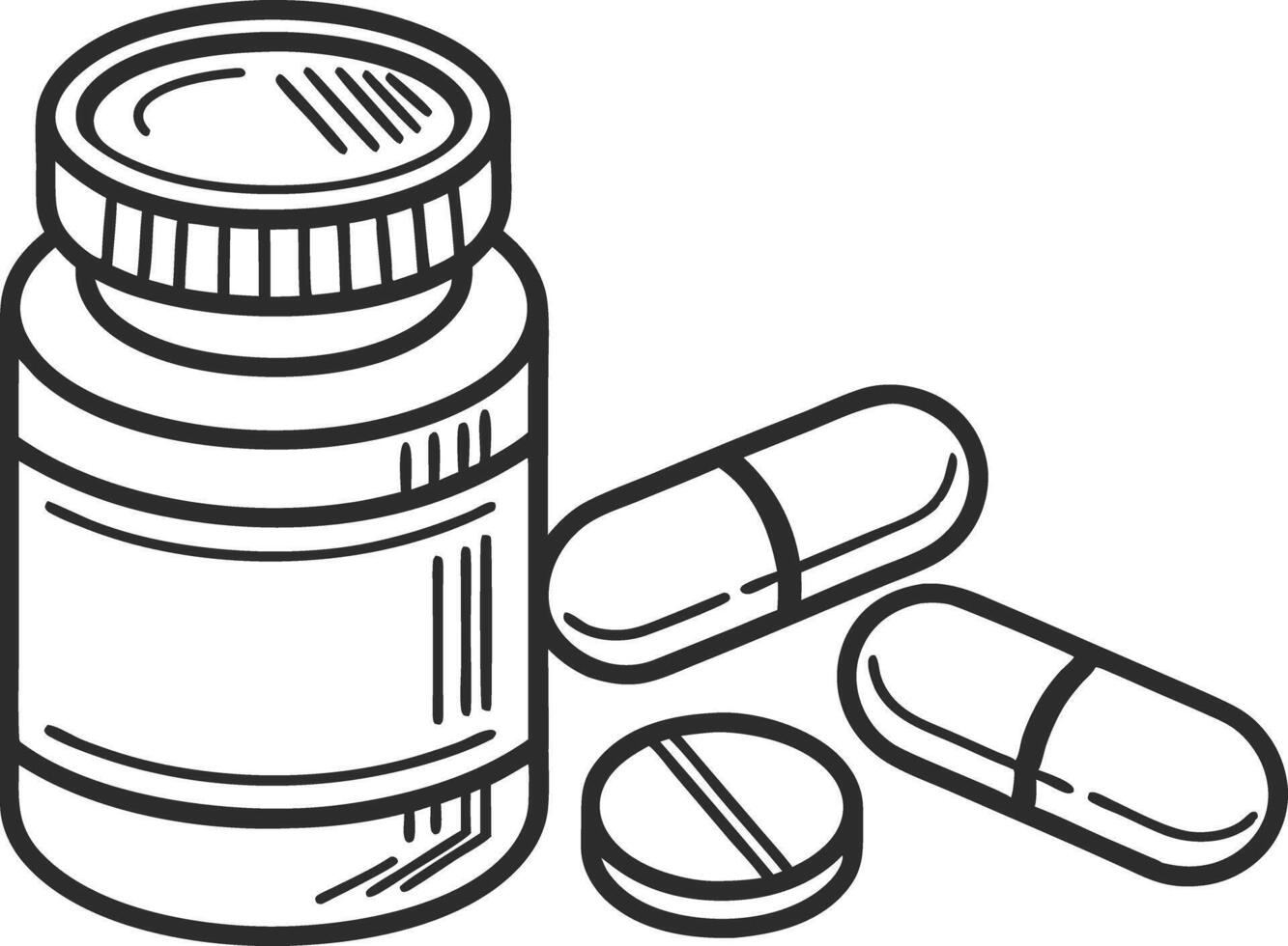 Pill Bottle Capsules Black silhouette color vector