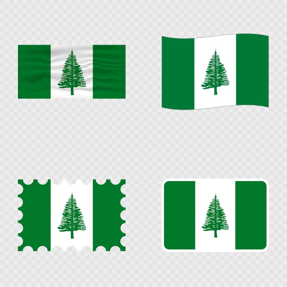 Norfolk Island national flag in four different styles. vector