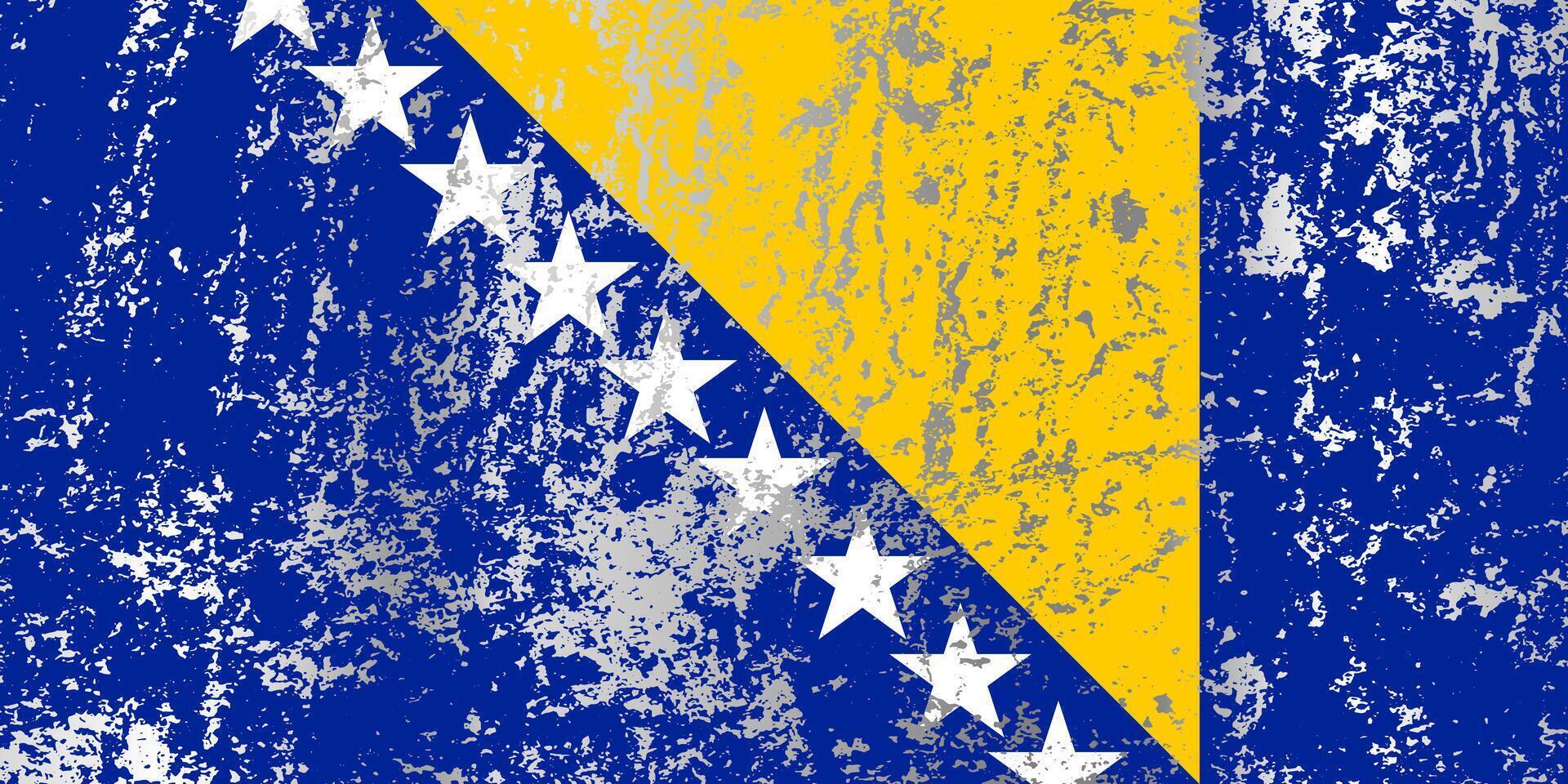 Bosnia and Herzegovina flag with grunge effect. vector