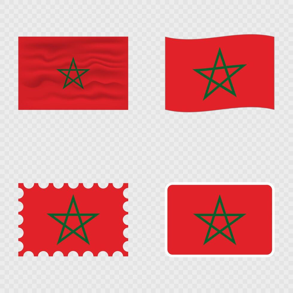 Morocco national flag in four different styles. vector