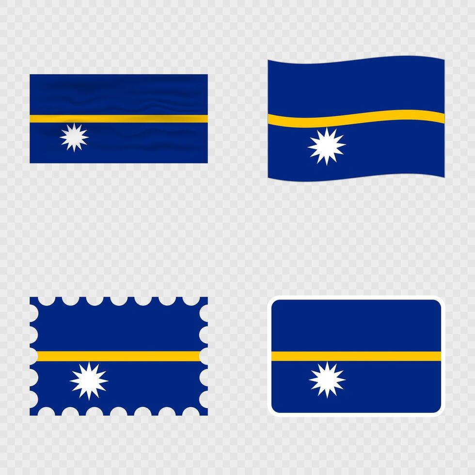 Nauru national flag in four different styles. vector