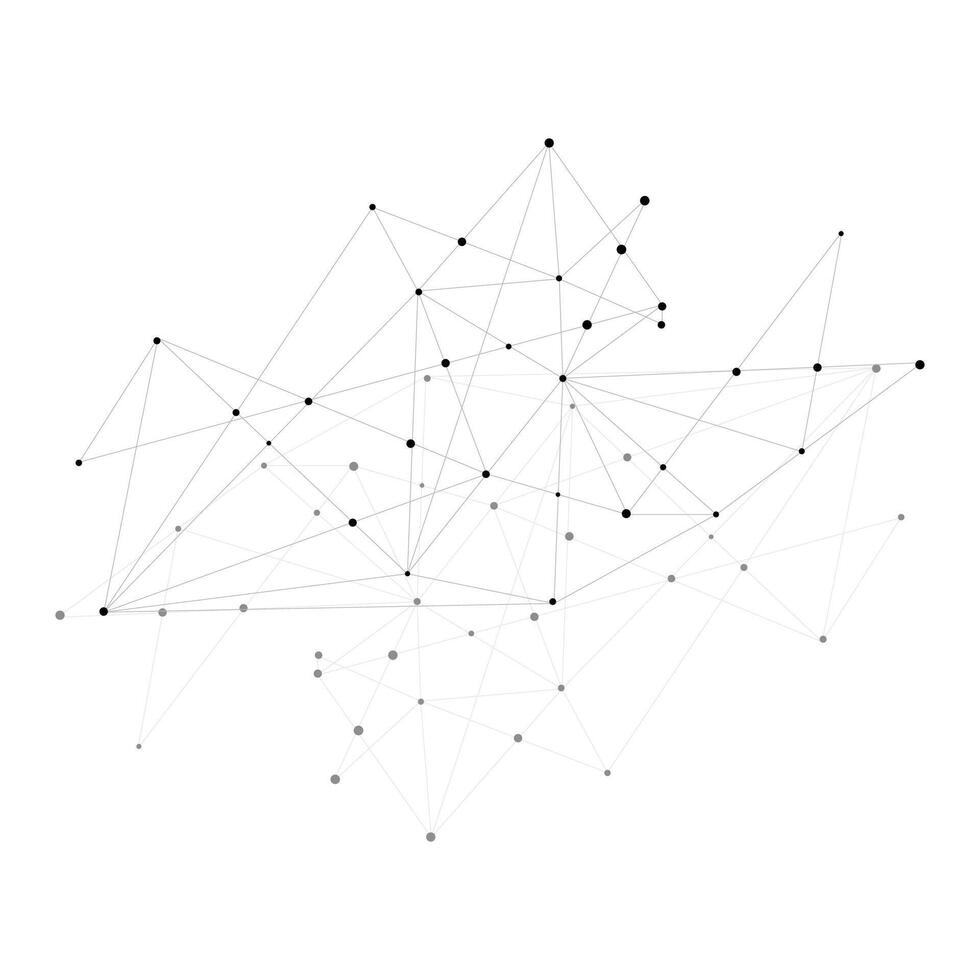 Geometrical triangle mesh line wire frame with dots isolated. vector