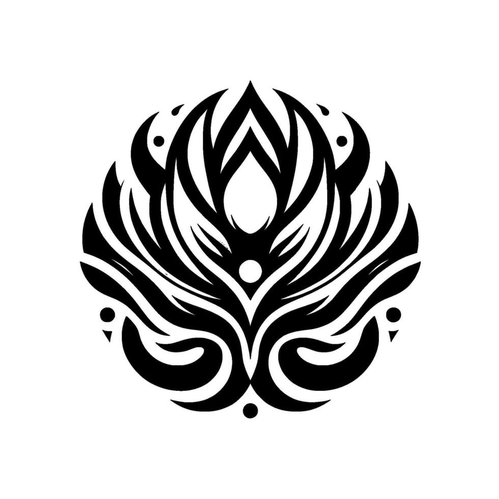 Symmetrical Black and White Floral Design An Elegant, Stylized Composition with Intertwined Elements, Evoking Balance and Harmony on a Clean White Background. vector