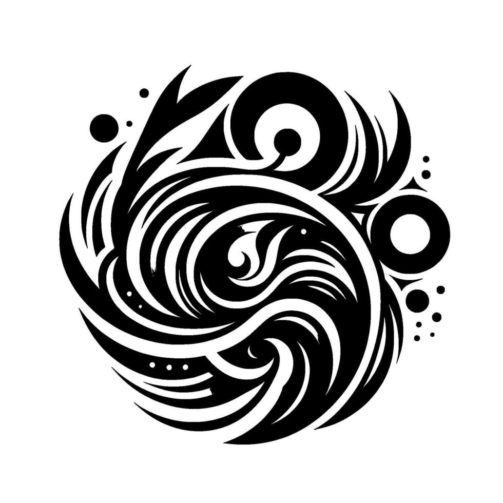 Monochromatic Circular of Spiraling Lines, Arcs, and Dots on a White Background, Abstract Ornament. vector