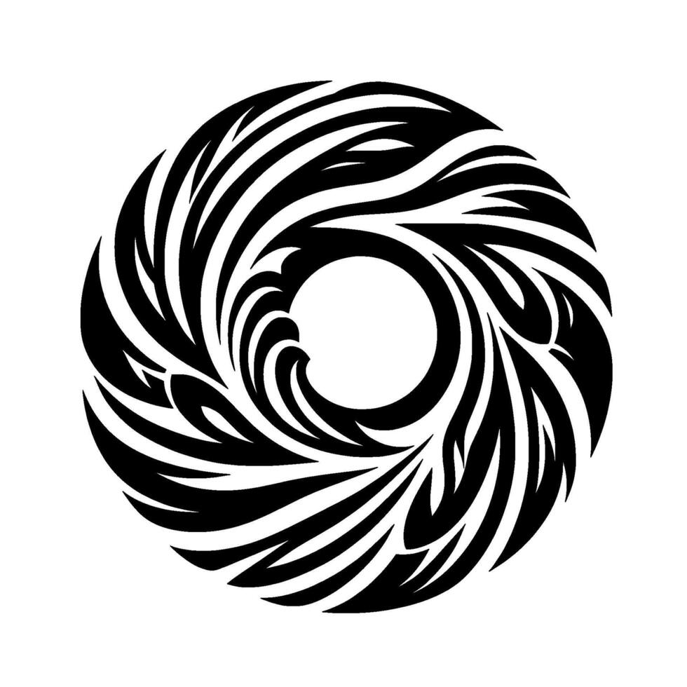 Abstract Monochromatic Circular with Swirling Black Lines and a Central White Void, Evoking Movement and Organic Forms. vector