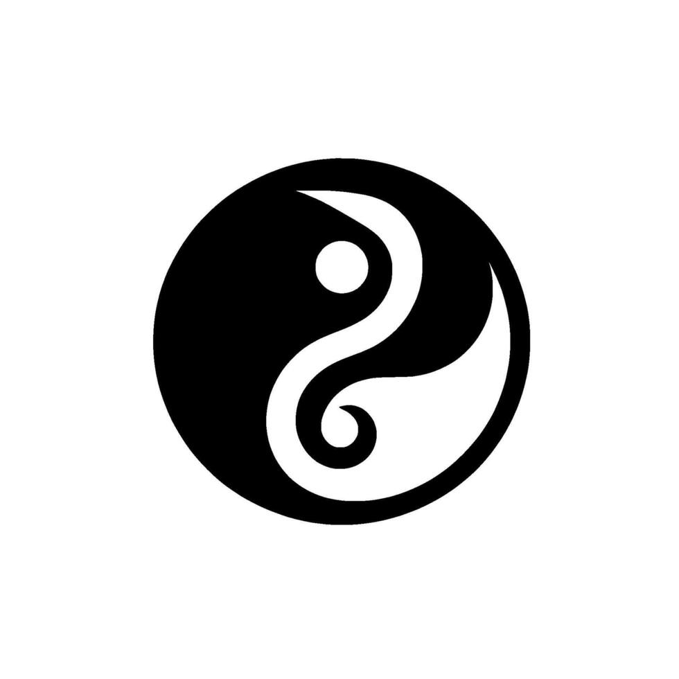 Symmetrical Yin and Yang Symbol Black and White Harmony, Circular Design, Symbolizing Balance and Duality. vector