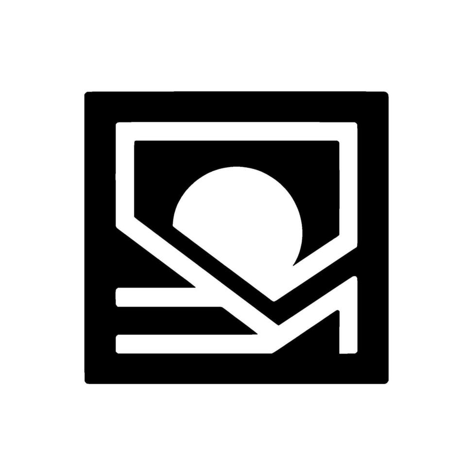 Abstract square featuring geometric shapes in bold black and white, with a central circle and angled lines. vector