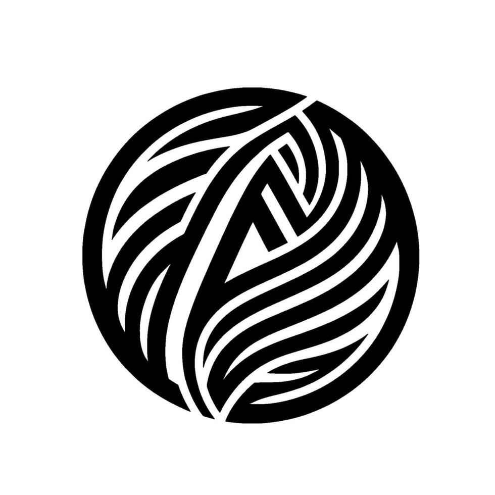 Black and White Circular Geometric with Interwoven Strips Forming a Bold and Modern Design, Creating a Visual Hierarchy. vector