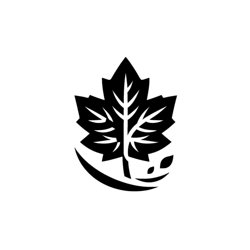 Bold Maple Leaf in Black and White, Emphasizing Organic Lines and Natures Elegance. vector