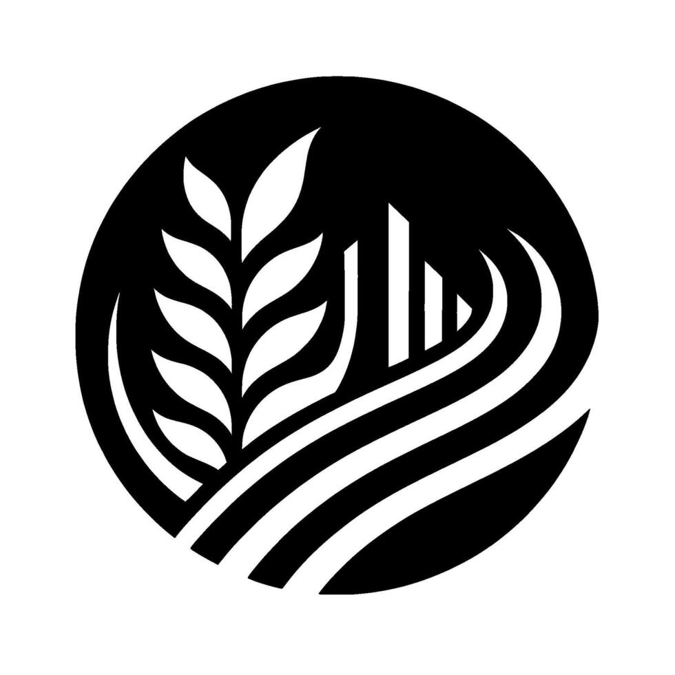 A minimalist black and white featuring wheat stalk with stylized lines forming a circle, suggesting abundance. vector