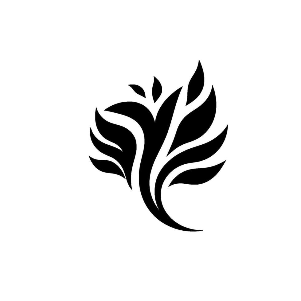 Abstract Monochrome Graphic A stylized botanical featuring flowing black leaf shapes against a clean white background, evoking elegance and simplicity. vector