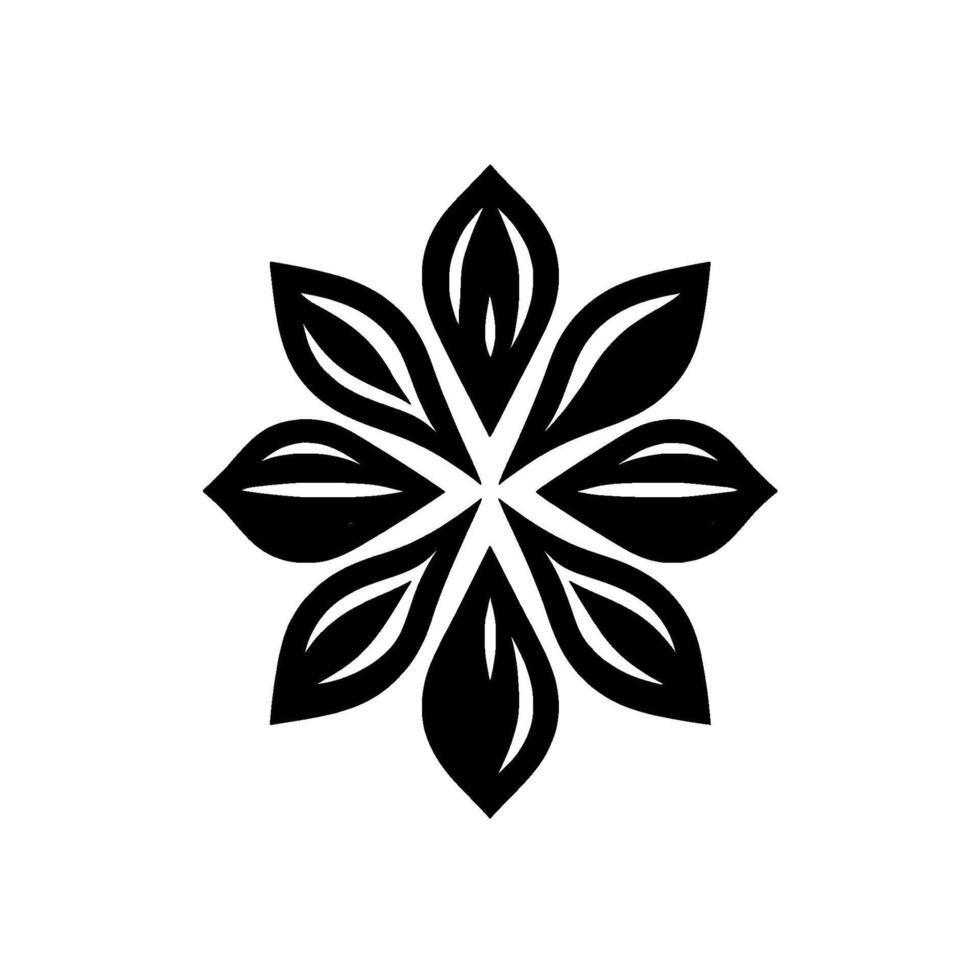 Symmetrical Monochrome Floral Featuring Layered Petals and a Simple, Modern Aesthetic on a White Background vector