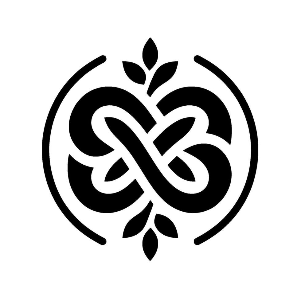 Intricate Black and White Design Knotwork with Floral Accents, Encased in a Circle on a Clean White Background. vector