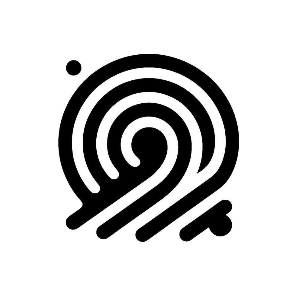 Abstract black and white featuring a circular swirling pattern with a dot and stylized lines, symbolizing energy and flow. vector