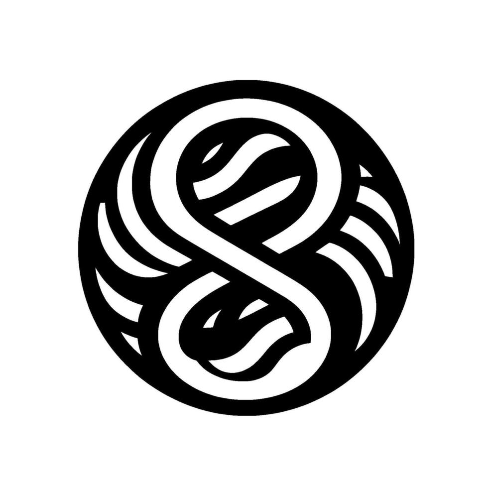 Intricate Celticinspired Monochrome Design A Circular Composition of Intertwined Lines Forming an Abstract Symbol. vector