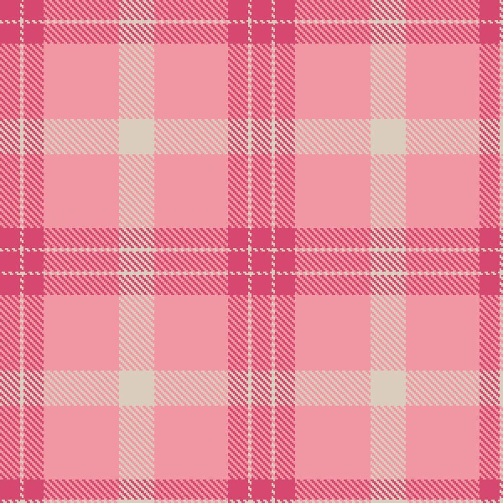 Muted Pink Punch Seamless Tartan with Autumn Brig ODoon accents Textile Design vector