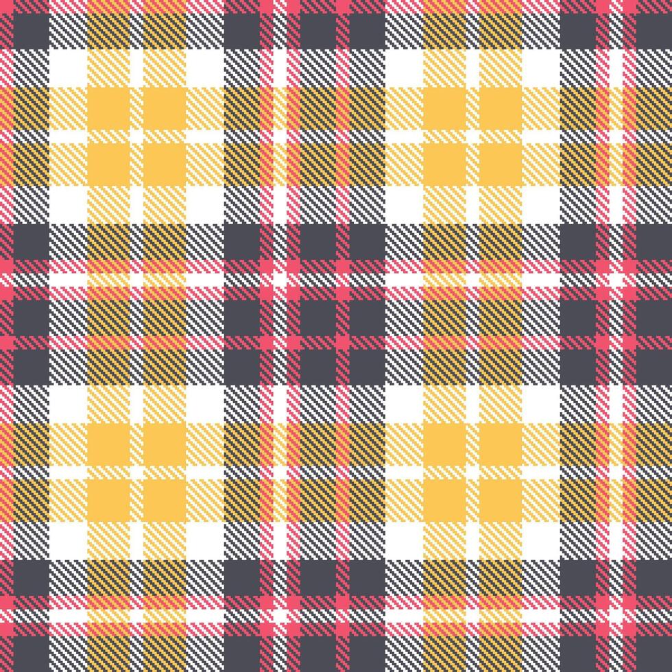 Modern Seamless Tartan featuring Warm White and Bright Fiery Rose Textile Design vector