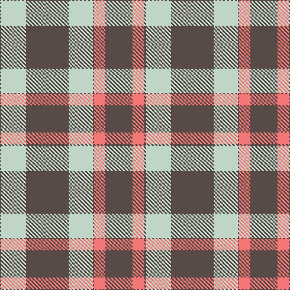 Sandy Dark Truffle Seamless Tartan with Dusty Malted Mint accents Textile Design vector