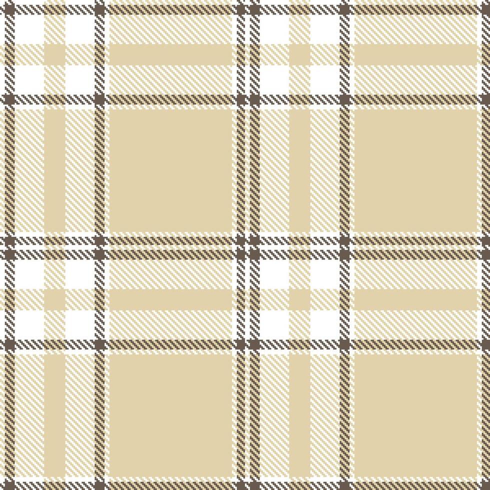 Modern Sandy White and Muted Mink Brown Seamless Tartan Textile Design vector