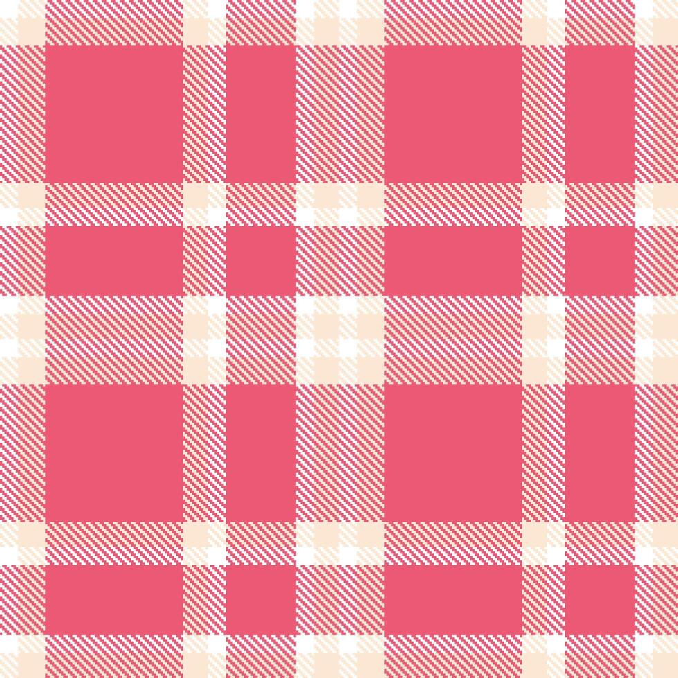 Plaid pattern seamless. Smoky White and Vivid Naive Peach Tartan Textile Design. vector