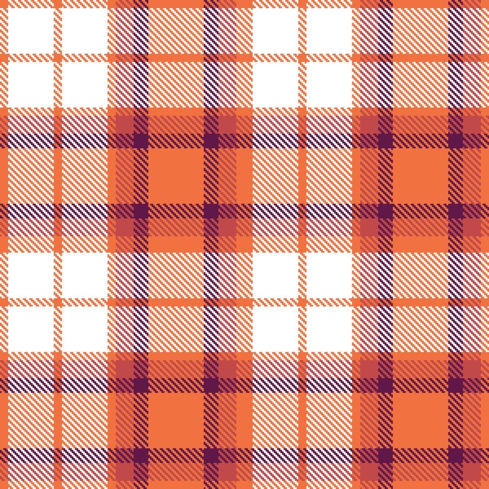 Modern Muted Aurora Orange and Rich White Seamless Tartan Textile Design vector