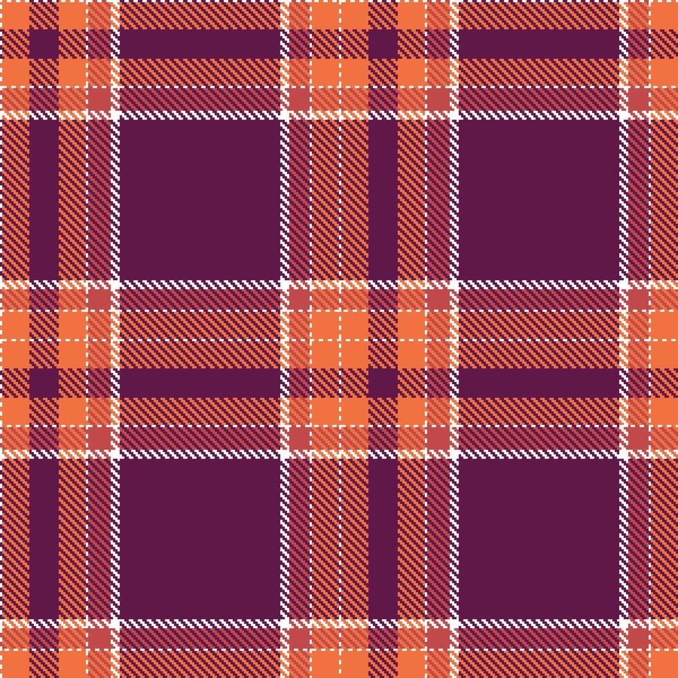 Modern Seamless Tartan featuring Cool White and Rich Aurora Orange Textile Design vector