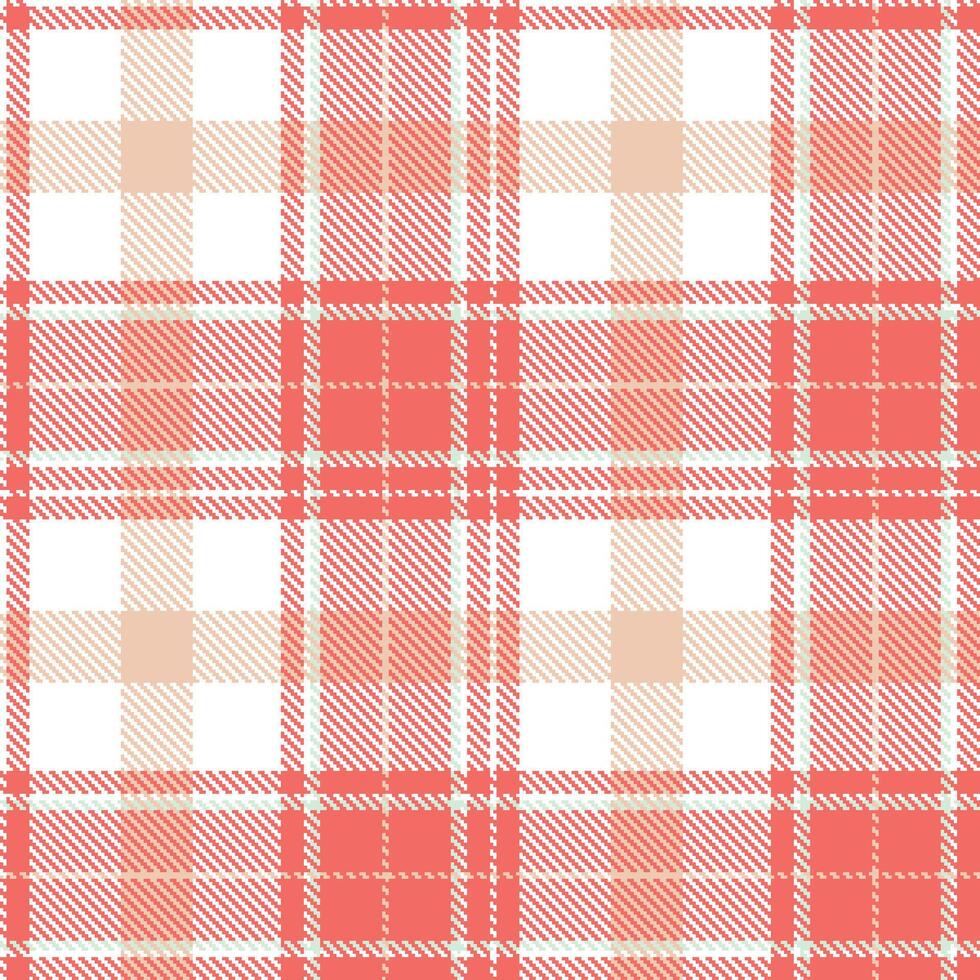 Smoky White Tartan patterns fabric texture. Modern Sandy Pastel Red Seamless Tartan vector