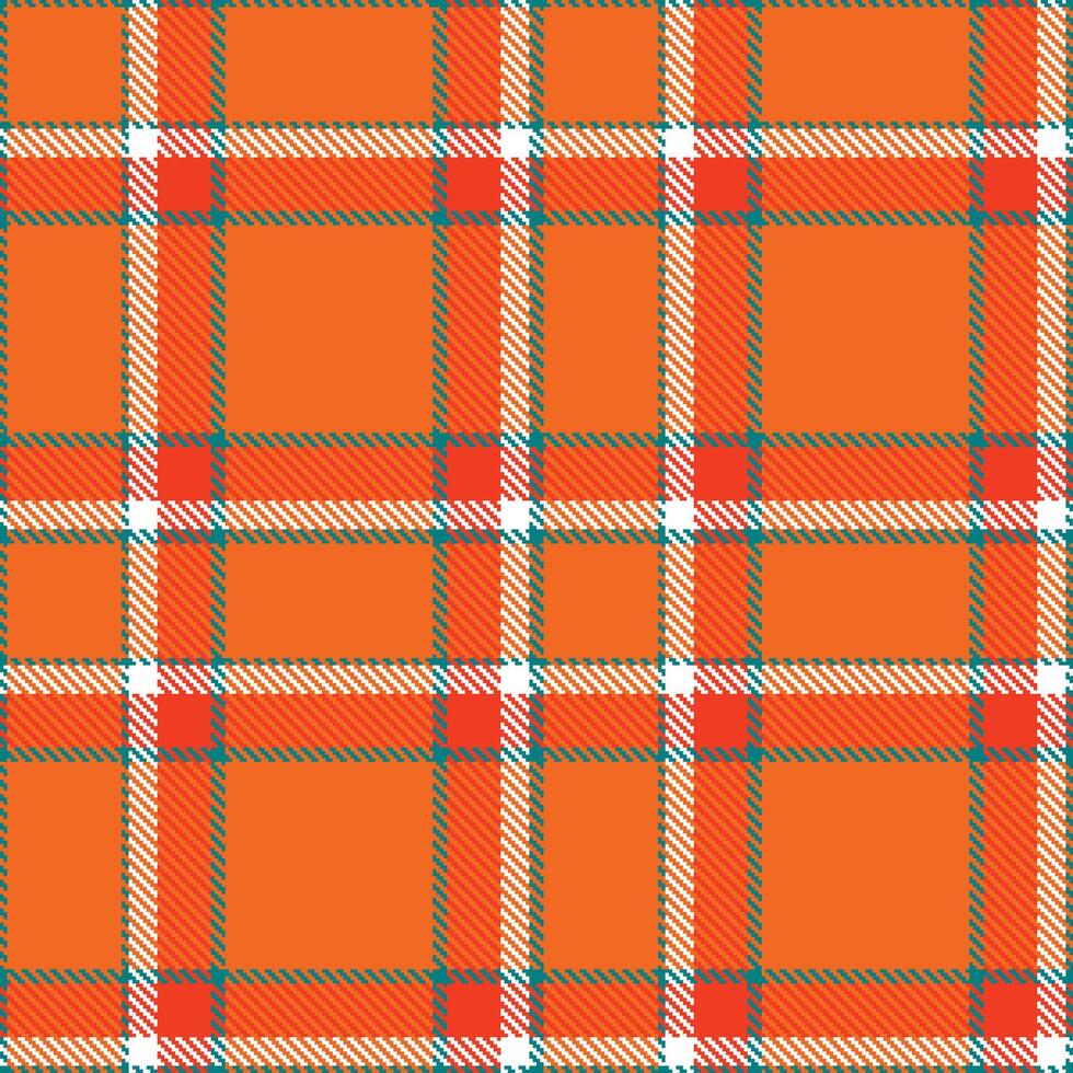 Modern Seamless Tartan featuring Bright Tropical Waters and Dusky Blaze Orange Textile Design vector