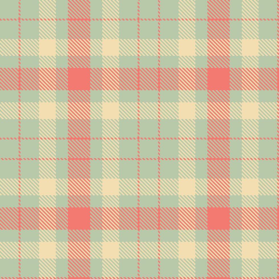 Modern Seamless Tartan featuring Neon Seacrest and Muted Hipster Salmon Textile Design vector