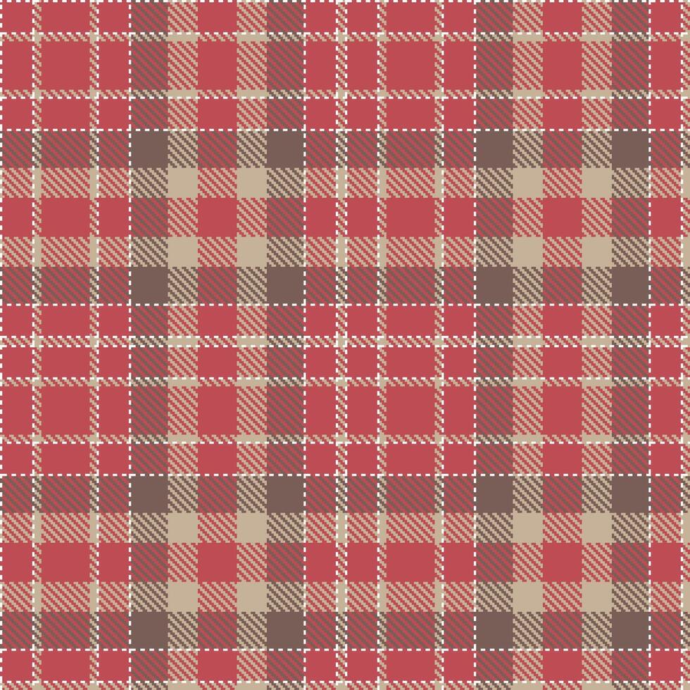 Dark White Seamless Tartan with Mellow Dusty Red accents Textile Design vector