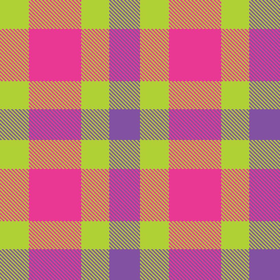 Modern Metallic Lime Candy Pearl and Pale Ms. Pac Man Kiss Seamless Tartan Textile Design vector