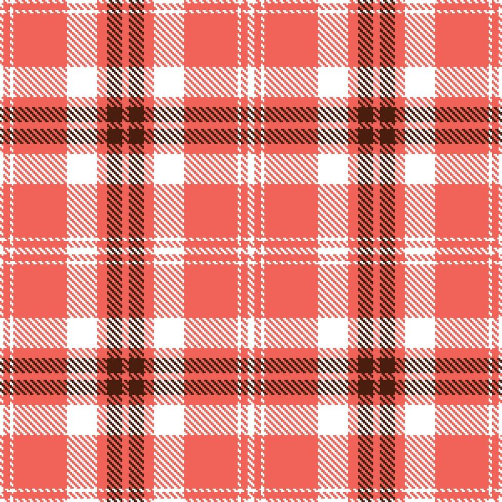 Dusky Hot Coral Tartan patterns fabric texture. Modern Classic White Seamless Tartan vector
