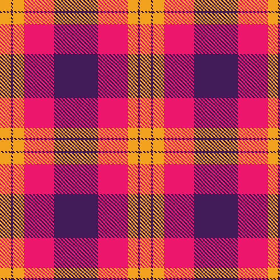 Modern Seamless Tartan featuring Bright Lemon Dream and Vibrant Ripe Plum Textile Design vector