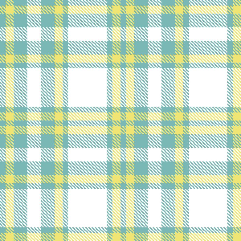 Soft Kingfisher Turquoise Seamless Tartan with Cool Fresh Lemonade accents Textile Design vector