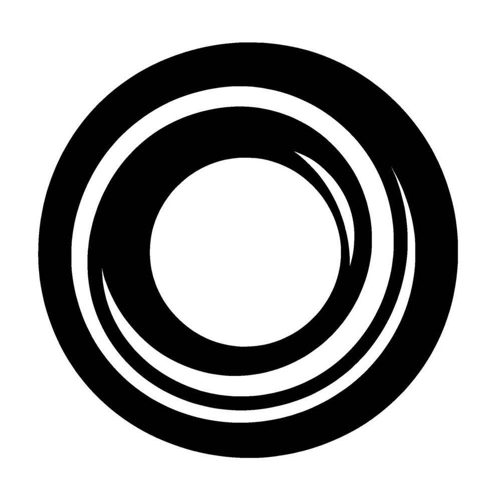 Black and White Minimalist Design Concentric Circular Forms with a Curvilinear Detail in a Clean, Modern Composition on a Pure White Background. vector