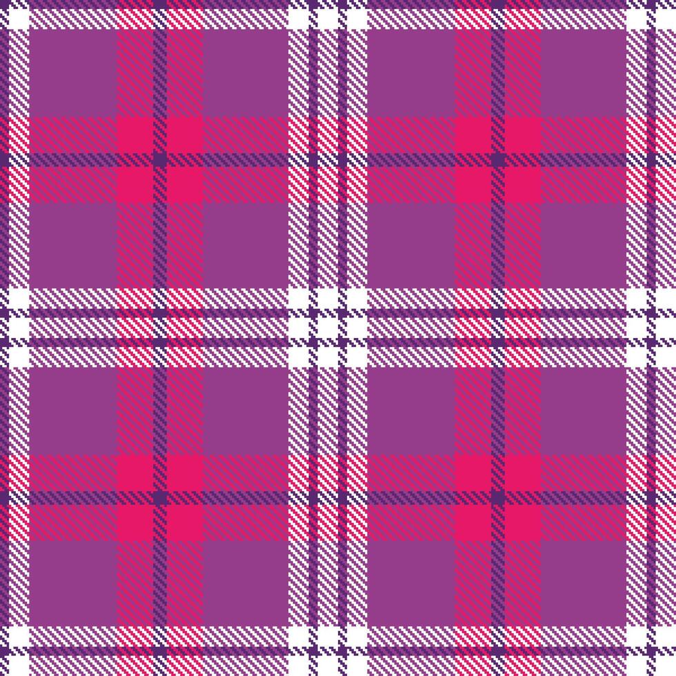 Modern Seamless Tartan featuring Dark Violethargic and Warm White Textile Design vector