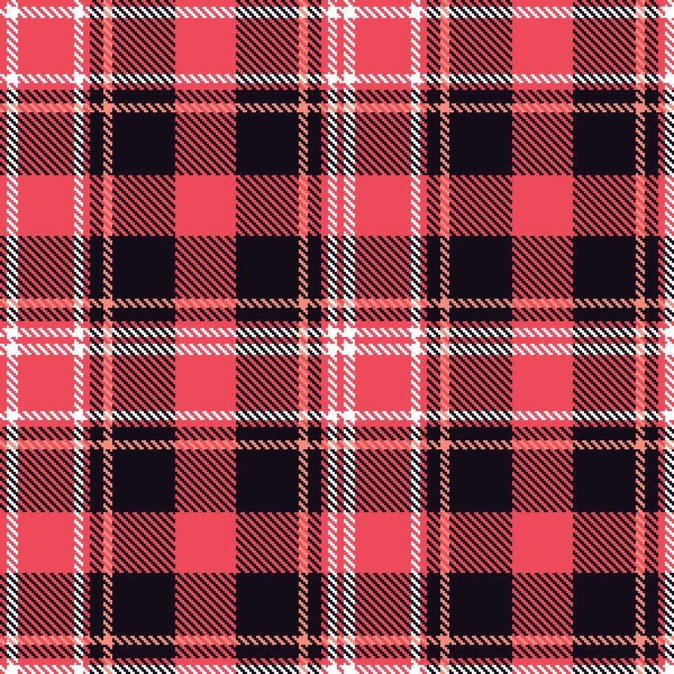 Modern Seamless Tartan featuring Soft Highlighter Red and Sandy Not Tonight Textile Design vector