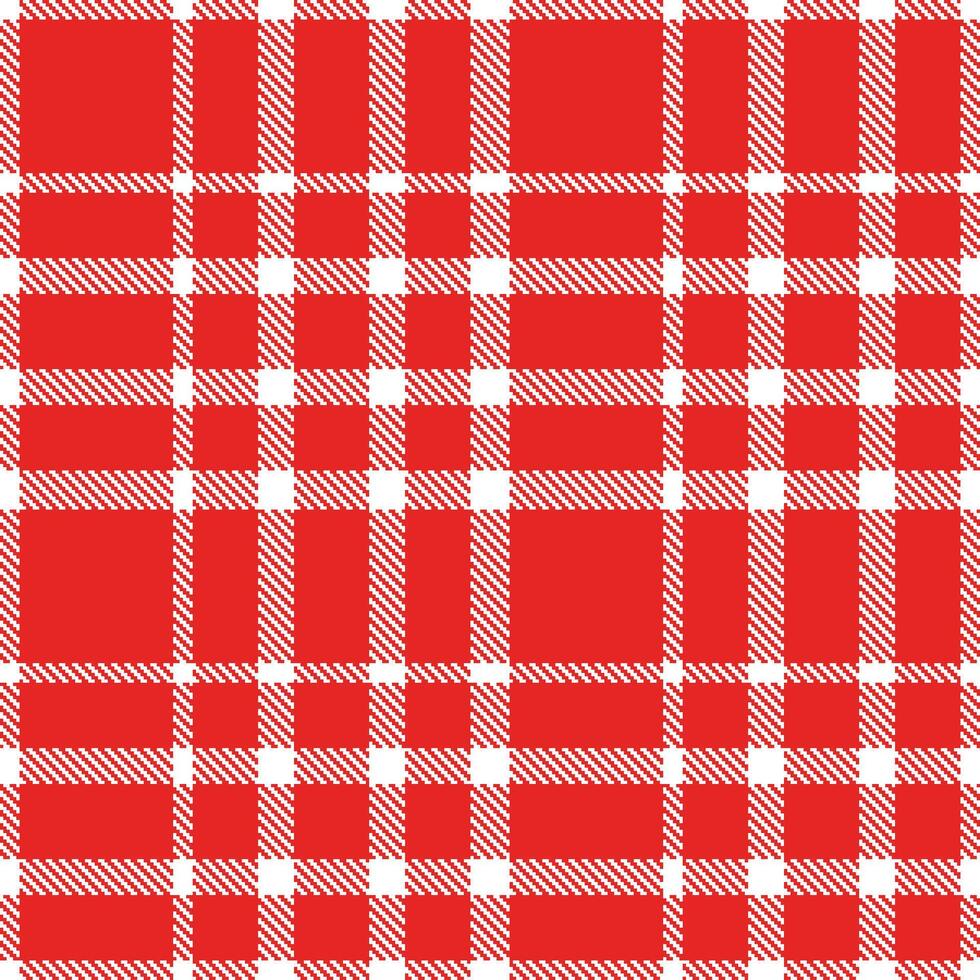 Sandy White and Vibrant Hong Bao Shu Red Seamless Tartan Textile Design vector