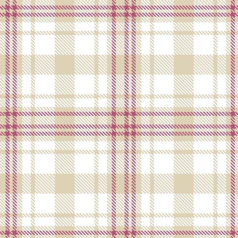 Modern Seamless Tartan featuring Metallic Cloud Cream and Vivid White Textile Design vector