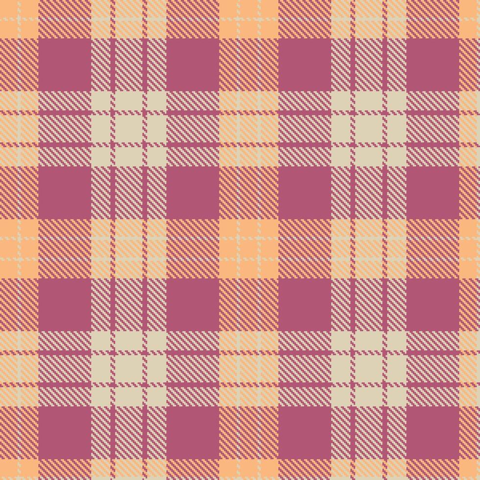 Soft Cloud Cream and Soft Kir Royale Rose Seamless Tartan Textile Design vector
