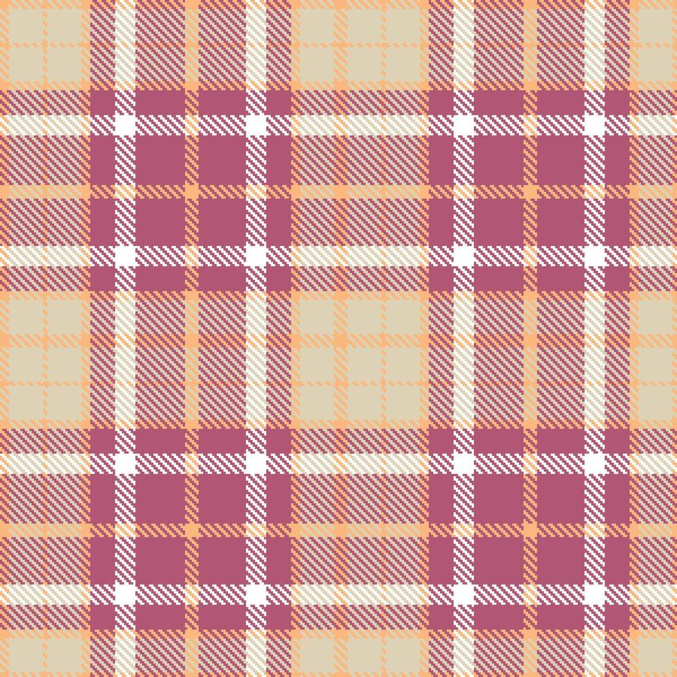 Modern Seamless Tartan featuring Highland Sunburst and Soft Kir Royale Rose Textile Design vector