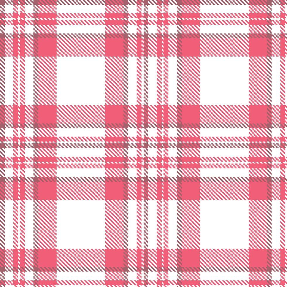 Dusty White Tartan patterns fabric texture. Modern Bright Highlighter Pink Seamless Tartan vector