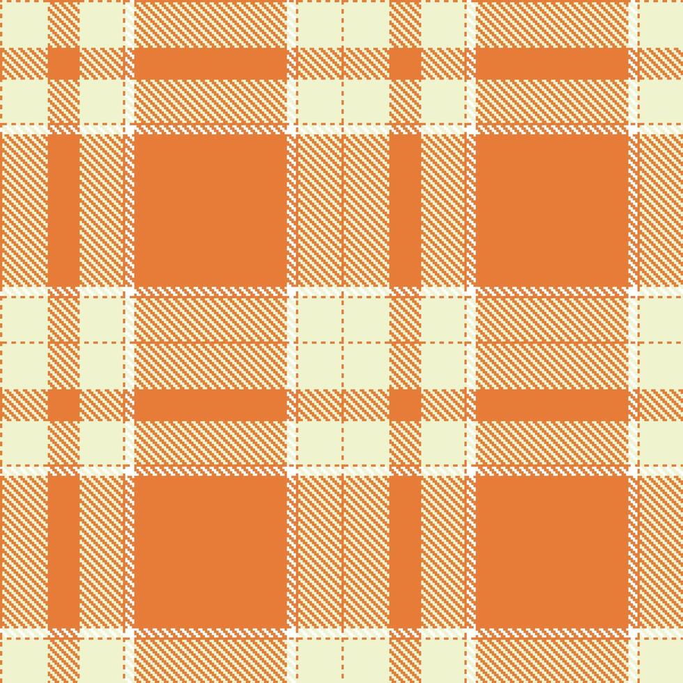 Modern Pale Carrot Stick and Vivid Snowdrop Seamless Tartan Textile Design vector
